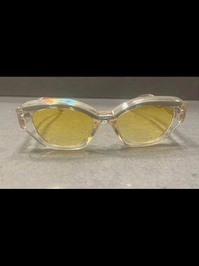 Clear Frame Sunglasses with Yellow Tinted Lenses